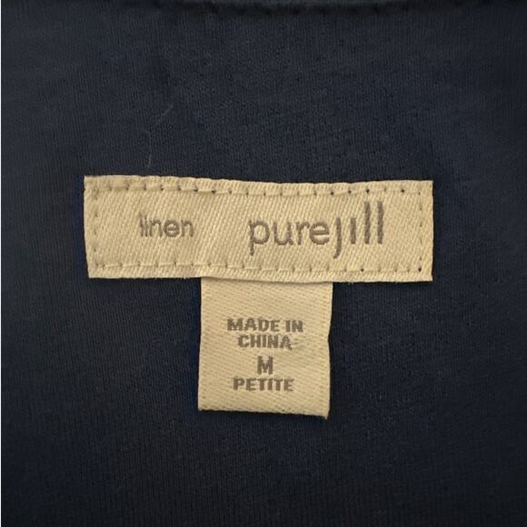 J. Jill Pure Jill Batik Blue Maxi Layered Linen Sleeveless Dress Sz MP Lagenlook - Picture 9 of 12